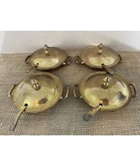 Set of 4 Solid Brass Soup Tureen Bowls with Lids Spoons (4) - $247.50