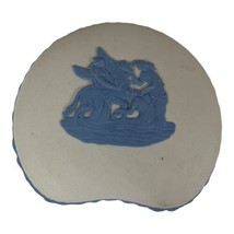 Wedgwood Cream Jasperware Blue Trinket Bean Kidney Box Jewelry Horse Greece - £109.54 GBP