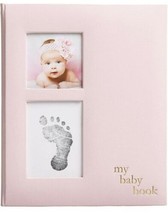 Pearhead Linen Baby Memory Book and Clean-Touch Ink Pad Footprint Baby Girl Gift - £19.78 GBP
