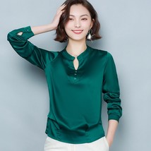 Korean Silk Women Blouses Women Satin Shirts Elegant Woman Long Sleeve Blouse Wo - £63.45 GBP