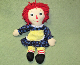17&quot; Raggedy Ann Stuffed Doll Handmade ? Button Eyes Blue Dress Red Wool Hair - £12.36 GBP
