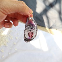 Hedgehog Painted Pendant Miniature Painting Agate Painted Pendant - £15.46 GBP