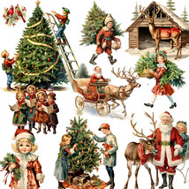 20 Pcs Christmas Tree Santa Stickers Lot Scrapbooking Journaling Diary D... - £6.26 GBP