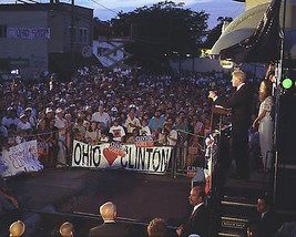 President Bill Clinton campaigns from back of rail car in Ohio 1996 Photo Print - $8.81+