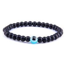 Polished Black Onyx Bracelet Men  Beads Stone Bracelet For Men Fashion Jewelry B - £8.37 GBP