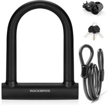 Rockbros U Lock Bike U Lock With Cable Heavy Duty Anti Theft Bike Lock U... - $40.96
