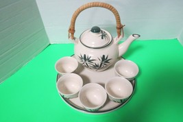 Japanese Saki Tea Pot W/ 5 Cups On Ceramic Tray One Owner Purchased In D... - $35.00