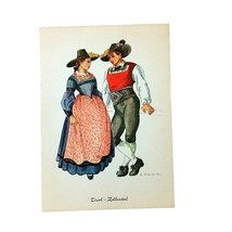 Austrian Tirol Zillertal Postcard Vintage Man Woman Color Unposted Austria - £9.59 GBP