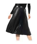 Marc New York Black Vegan Leather Accordion Pleated A-Line Midi Skirt si... - $27.32