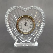 Vtg Waterford Crystal Ireland Heart Shaped Clock Desk Table New Battery - £29.41 GBP