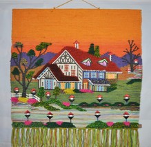 NEW Jute Wall Hanging 3D Tapestry Patchwork Nature Forest Village Beauty 36x40&quot; - £63.92 GBP
