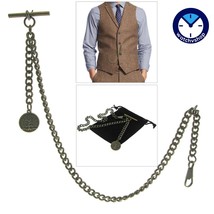 Albert Chain Bronze Pocket Watch Chain for Men with Life Tree Fob T Bar ... - $17.99