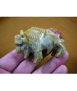 (Y-BUF-401) tan gray BUFFALO bison carving gem stone gemstone SOAPSTONE ... - $28.85 CAD