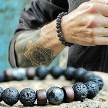 Volcanic Stone Bracelet Lava Wooden 8mm Beads Bracelet Tibetan Buddha Wrist Chai - £1.54 GBP+