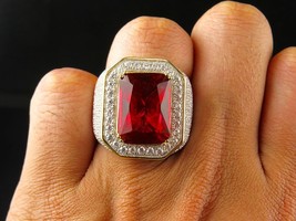 Elvis Presley TCB Concert Jumpsuit Ruby Stone Red 18K Gold Plated Men Ring 8-12  - £16.06 GBP