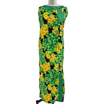 Vtg 1950s Hawaiian Togs 100% Cotton Hawaiian Dress Floral Maxi Sz S Gree... - $122.76