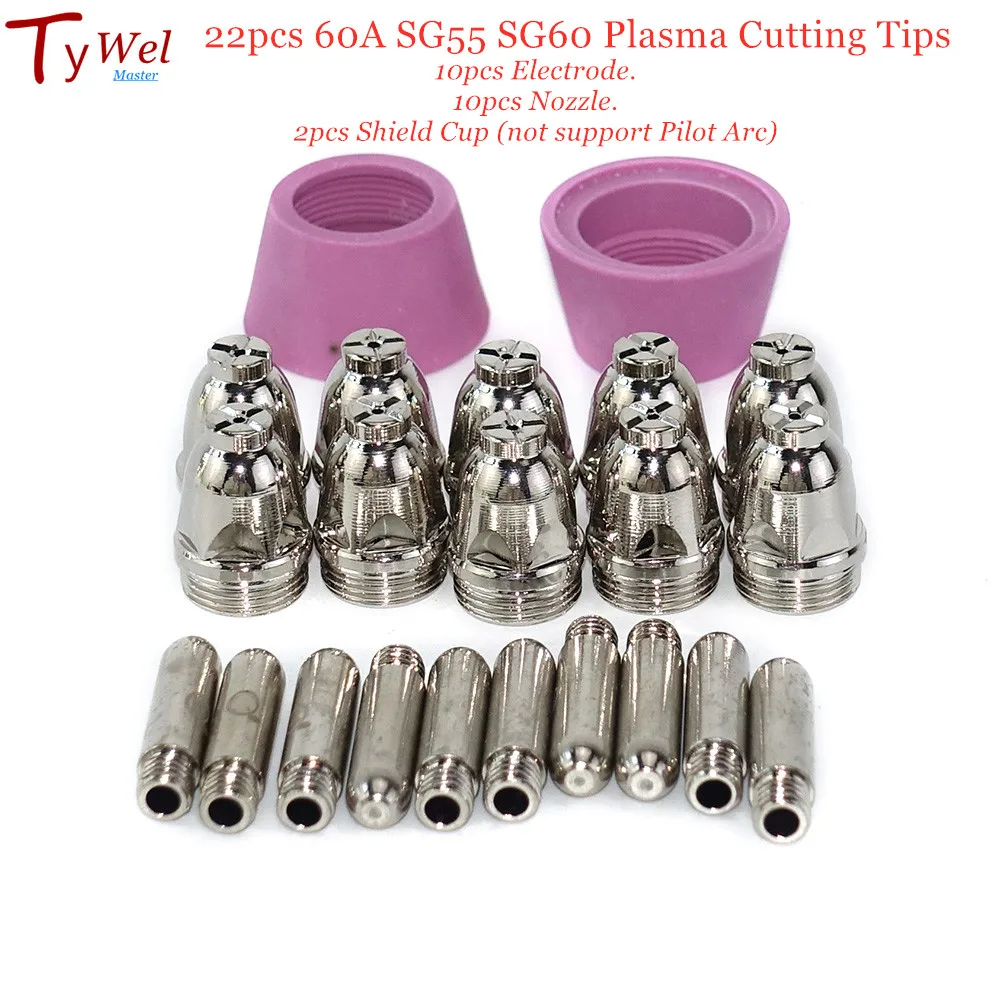 22pcs AG60 Plasma Cutting Torch Consumables SG55 Cutting B 60A Plasma Cutting Bh - £23.17 GBP