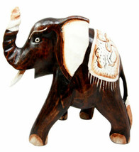 Balinese Wood Handicrafts Safari Jungle Festival Parade Elephant Figurine 10&quot;H - £30.51 GBP