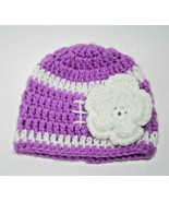 NEWBORN BABY GIRL CROCHETED HAT with WHITE FLOWER - €7,66 EUR