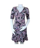 Prana Wrap Dress Womens S Gray Berry Print Nadia Veeda Stretch Jersey Su... - $27.63 CAD