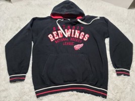 GIII Carl Banks Detroit Red Wings Hoodie Sweatshirt L Black NHL Distress... - $22.32