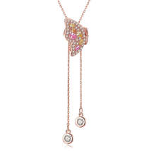 Crystal &amp; Cubic Zirconia 18K Rose Gold-Plated Butterfly Lariat Necklace - £13.66 GBP