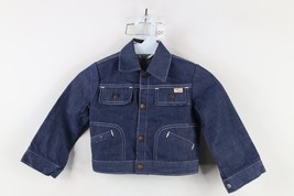 Vintage 60s 70s Boys Medium 4-5 Selvedge Denim Jean Trucker Jacket Blue USA - $59.35