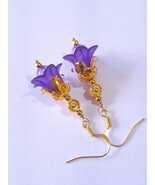 Purple Flower Victorian Earrings Gold Boho Jewelry purple earrings filigree - $34.00