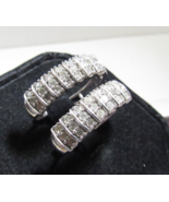 Allure Gems Sterling Silver 7 ROW Hoop 42 Diamond Huggie Earrings Hinge ... - $4,712.08 MXN