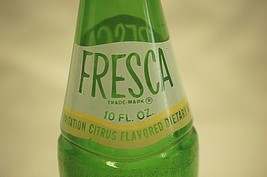 Fresca Beverages Soda Pop Bottle Green Glass Yellow White Lettering 10oz... - $21.77