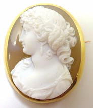 Authenticity Guarantee 
Fine 18k High Relief Genuine Natural Stone Cameo Pin ... - £2,522.58 GBP