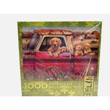 Jack Pine Co Cobble Hill Farm 1000 Piece Jigsaw Puzzle Dog Red Truck Puppies - $18.69