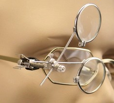Clip On Eye Glasses Jewelers Magnifying Loupe Dual Lens 3.3x 5x 16.5x Magnifier - £28.56 GBP
