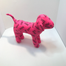 Pink Plush Stuffed Animal Dog No Tags Black Lettering - £3.87 GBP