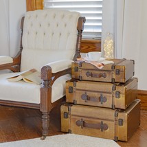 Zaer Ltd. Set of 3 Bamboo Finish Suitcase Trunk Decor (Natural Bamboo) - $279.95