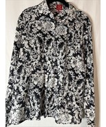 Vintage Oscar De La Tenta Black Paisley Gloral long sleeve button Up Blo... - $412.20 MXN