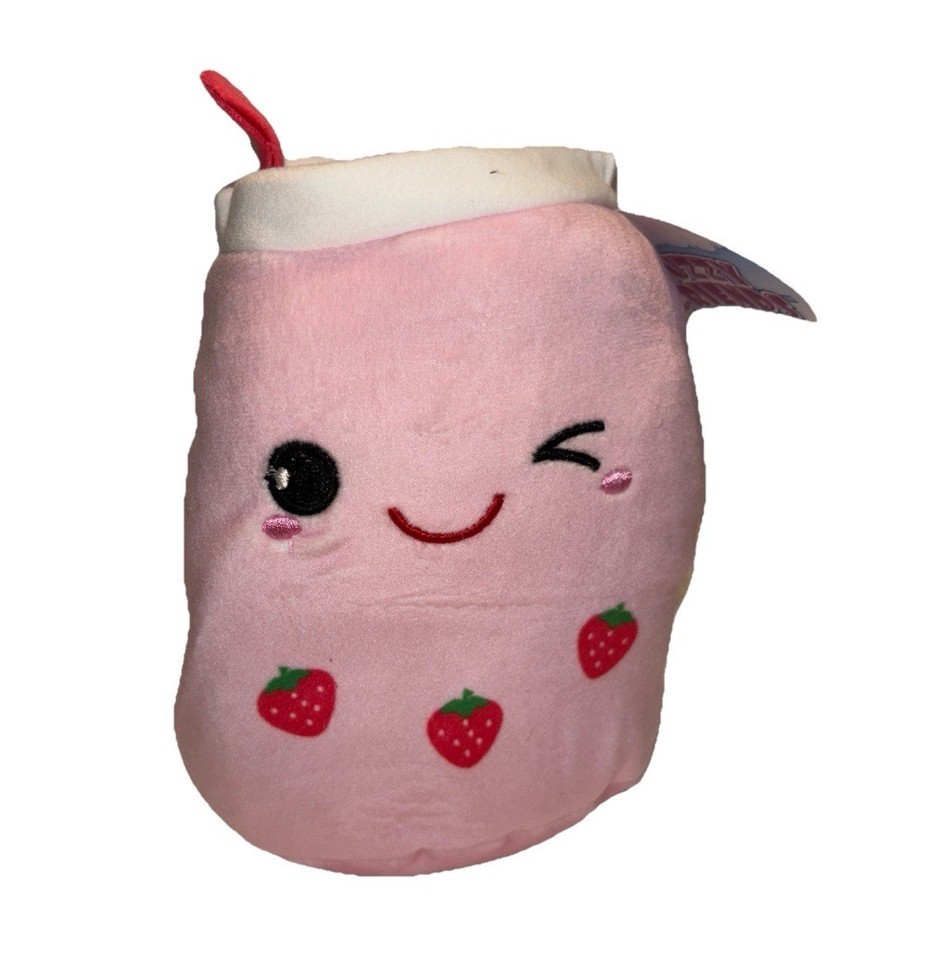 9&quot; Fuzzy Friends Squish Boba Strawberry Milk Tea Cup Plush (SHIPS IN 24 ... - $14.73
