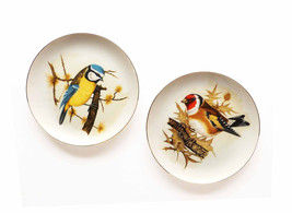1970s Vintage Enesco Porcelain Wall Plaques Colorful Tit Mouse Birds Transferwea - $28.00