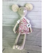 Mud Pie Whimsical Mouse Girl Plush Stuffed Animal Doll With Pink Floral ... - £35.87 GBP