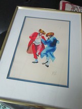 Original Watercolor Dancing Jews Signed - $123.47