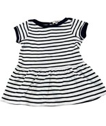 Jacadi Paris Baby Dress 12M Navy &amp; White Cotton Short Sleeve Button Back - $39.21 CAD