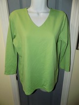 Lands&#39; End Soft V-NECK Green 3/4 Sleeve Shirt Size S (6/8) Women&#39;s Euc - £15.75 GBP