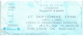 Vintage Scorpions Concert Ticket Stub September 17 1988 Colisee De Quebec - £18.50 GBP