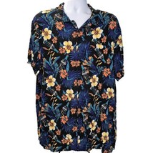 Coca Cola Hawaiian Shirt Mens XXL Black Floral Button Up Short Sleeve Bo... - £19.77 GBP