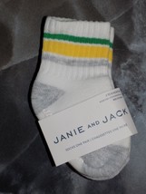 Janie and Jack Athletic Striped Crew Socks in White/Gray/Green Size 3/6 Months - £7.19 GBP