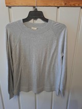 Talbots Lightweight Knit Raglan Sleeve Gray Cotton Blend Long Sleeve Swe... - £27.69 GBP