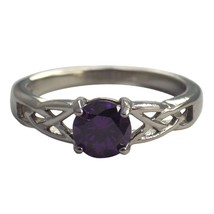 February Celtic Birthstone Ring Amethyst Purple Cubic Zirconia Band Sizes 5-11 - £15.97 GBP