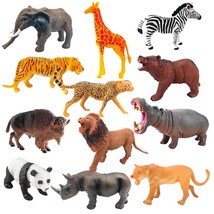 Safari Animals Figures Toys 12Pcs, Realistic Mini Jungle Animal Figures Cake Top - £13.43 GBP