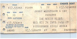 The Moody Blues Concert Ticket Stub October 26 1983 Pittsburgh Pennsylvania - £19.46 GBP