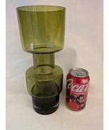 1970 Cased Green Hooped Glass Vase Tamara Aladin Riihimaen Lasi Riihimaki - $187.10